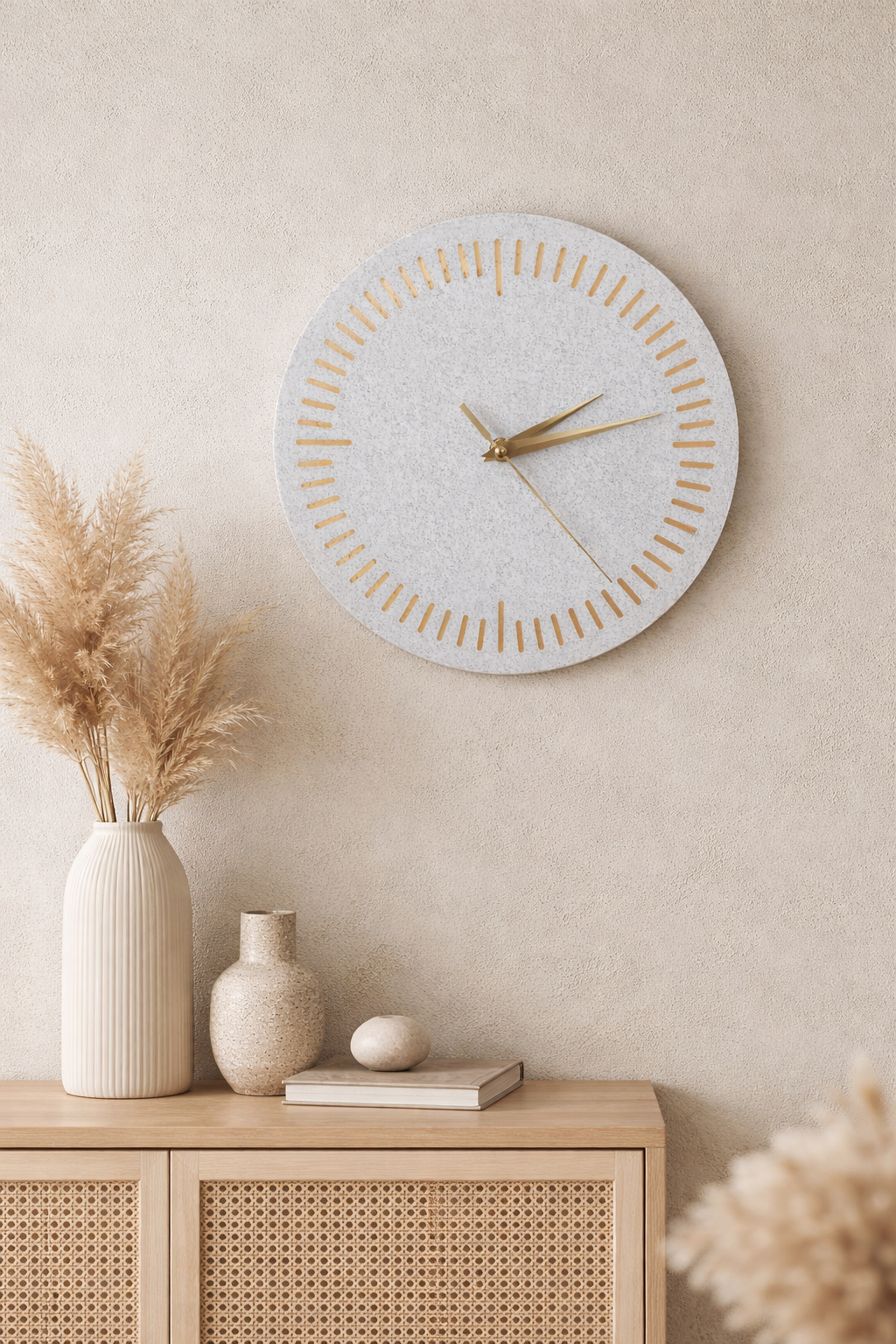Horloge Murale 3D – PLA Blanc Marble – 240 mm – Silencieuse & Unique