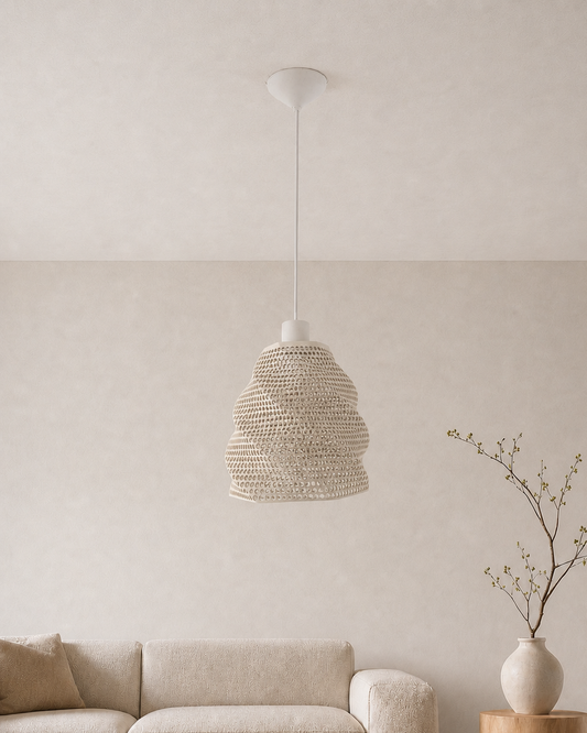 Abat-jour Perforé Blanc Suspension – Impression 3D – Jeux de Lumière Géométriques