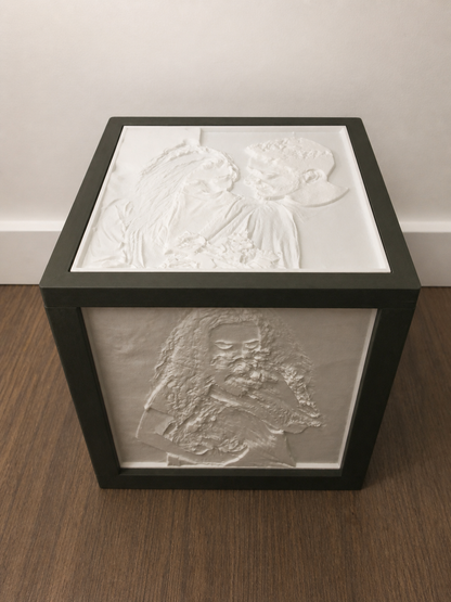 Cube lumineux personnalisé vert à 5 lithophanies – vue principale