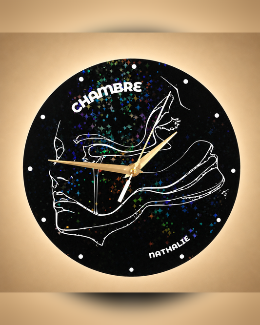 Horloge Murale Personnalisée Design Holographique – Impression 3D – Décoration Moderne