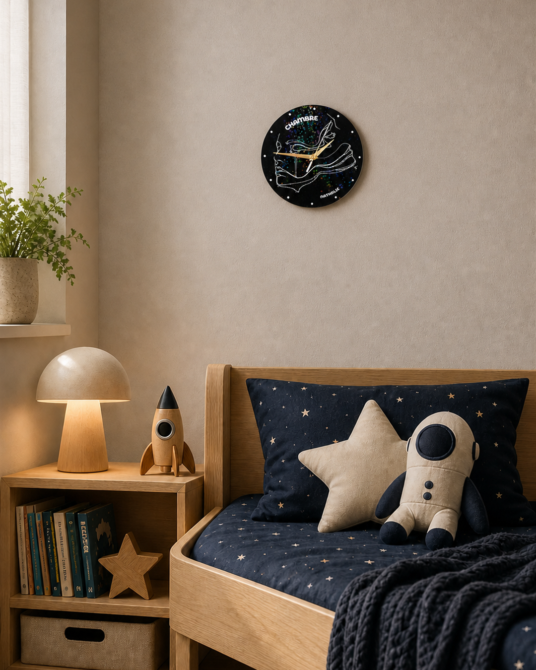 Horloge Murale Personnalisée Design Holographique – Impression 3D – Décoration Moderne