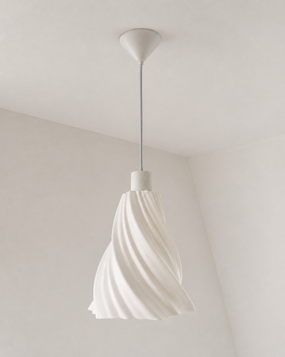Suspension torsadée éco-PLA blanche éteinte, vue produit