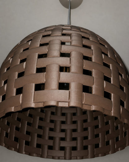 Abat-jour suspension marron effet tressé – Design artisanal imprimé en 3D