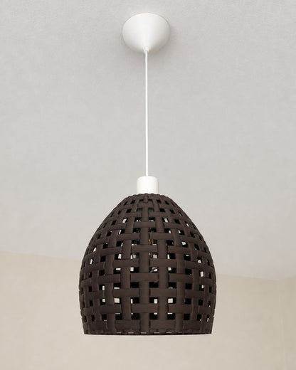 Abat-jour suspension marron effet tressé – Design artisanal imprimé en 3D