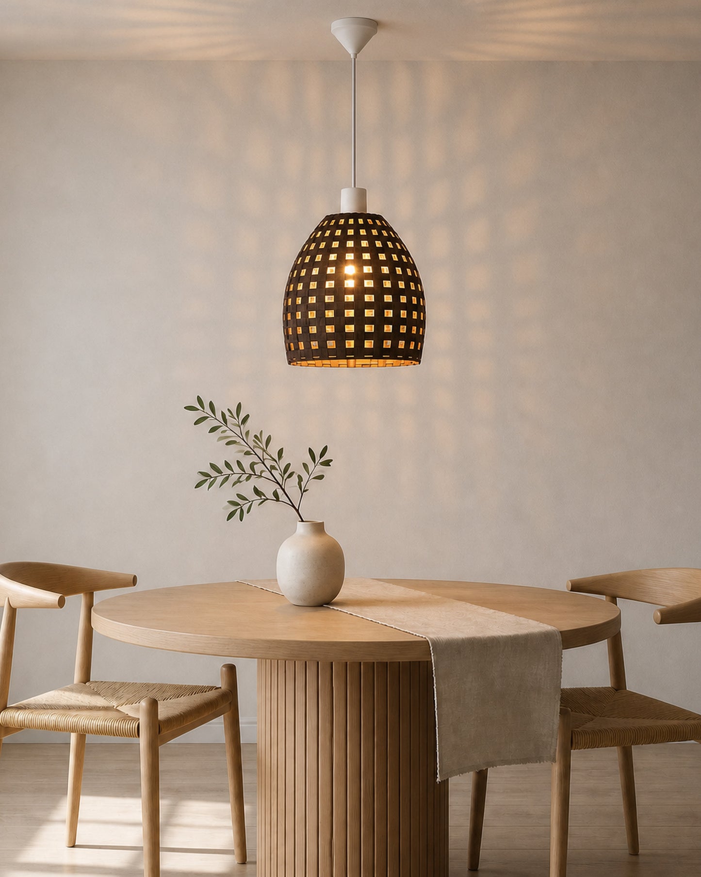 Abat-jour suspension marron effet tressé – Design artisanal imprimé en 3D