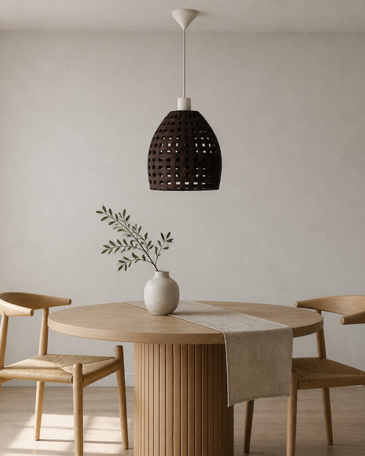 Abat-jour suspension marron effet tressé – Design artisanal imprimé en 3D