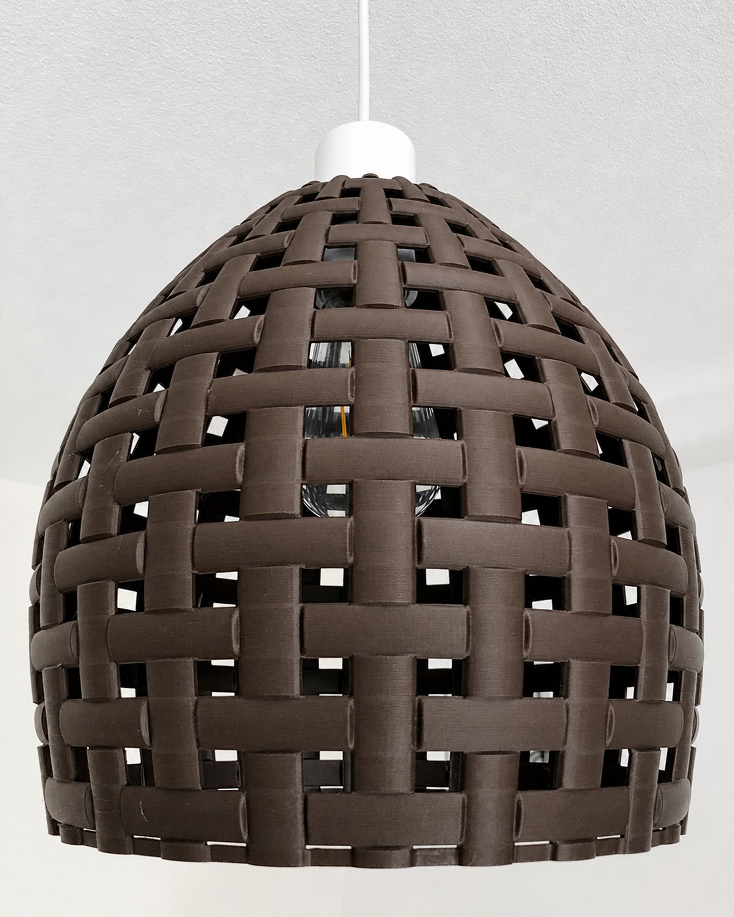 Abat-jour suspension marron effet tressé – Design artisanal imprimé en 3D