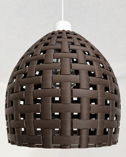 Abat-jour suspension marron effet tressé – Design artisanal imprimé en 3D