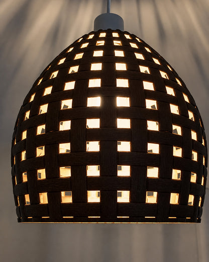 Abat-jour suspension marron effet tressé – Design artisanal imprimé en 3D
