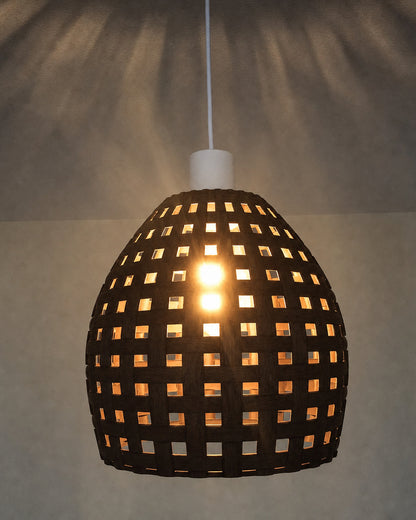 Abat-jour suspension marron effet tressé – Design artisanal imprimé en 3D