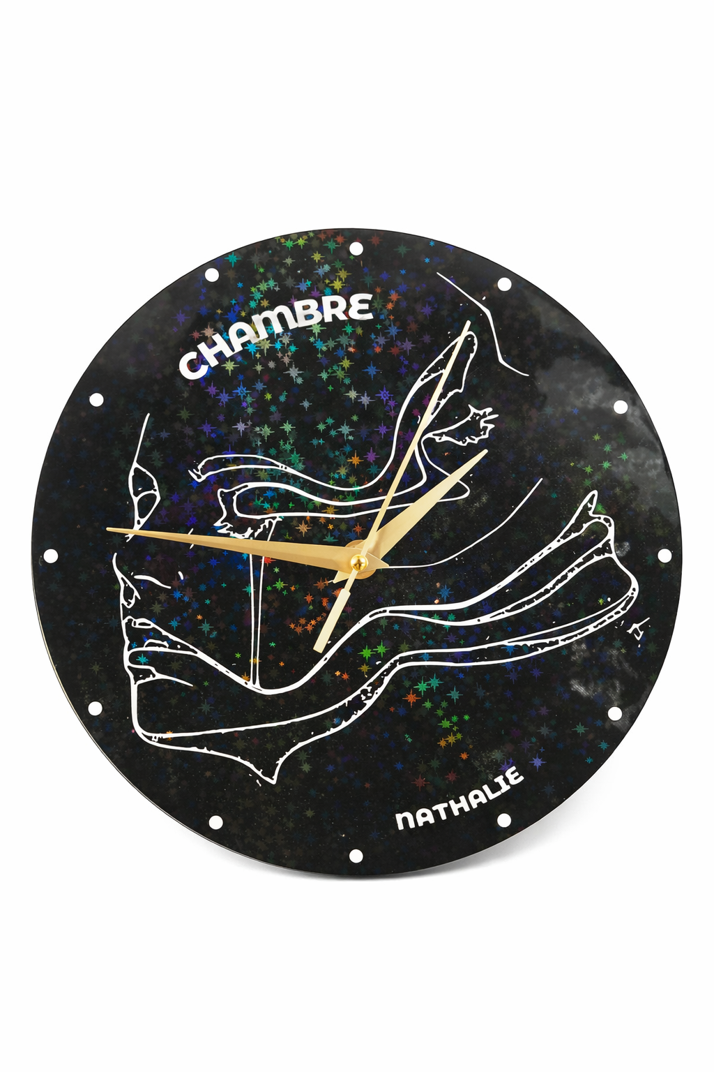 Horloge murale décorative personnalisée – Design artistique & finitions holographiques