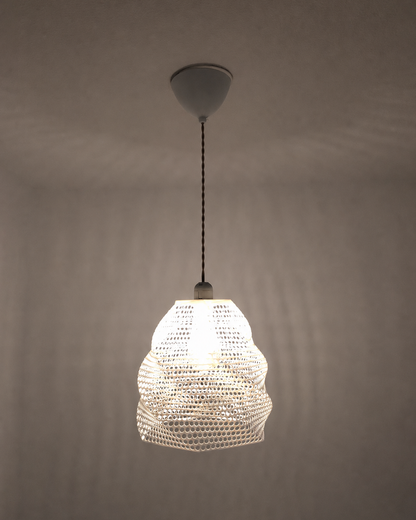 Abat-jour Perforé Blanc Suspension – Impression 3D – Jeux de Lumière Géométriques