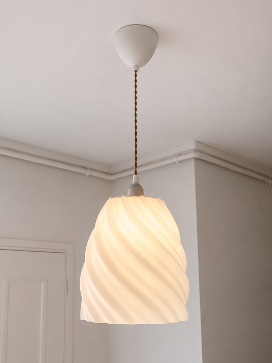 Abat-jour Torsadé Suspension Luminaire – Impression 3D – Ampoule Vintage Incluse