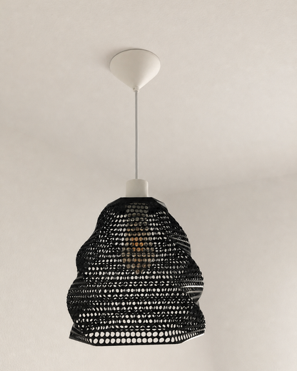 Abat-jour Perforé Suspension Luminaire Design Noir – Impression 3D – Jeux de Lumière