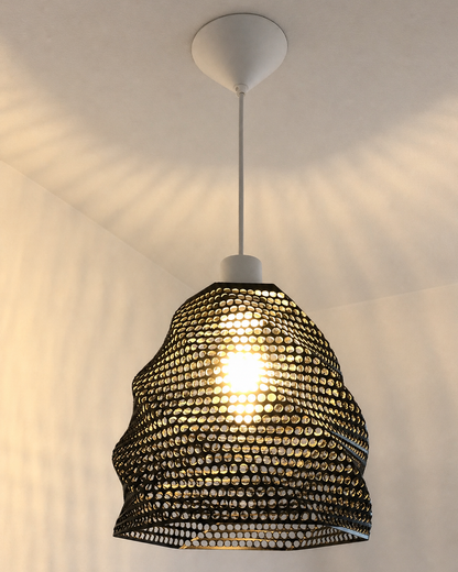 Abat-jour Perforé Suspension Luminaire Design Noir – Impression 3D – Jeux de Lumière