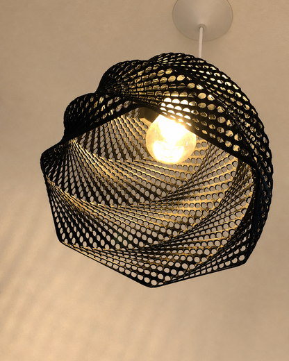 Abat-jour Perforé Suspension Luminaire Design Noir – Impression 3D – Jeux de Lumière