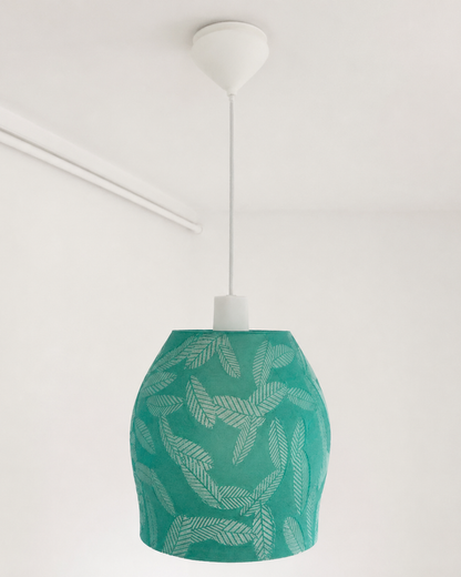 Abat-jour vert translucide à motifs de fougère