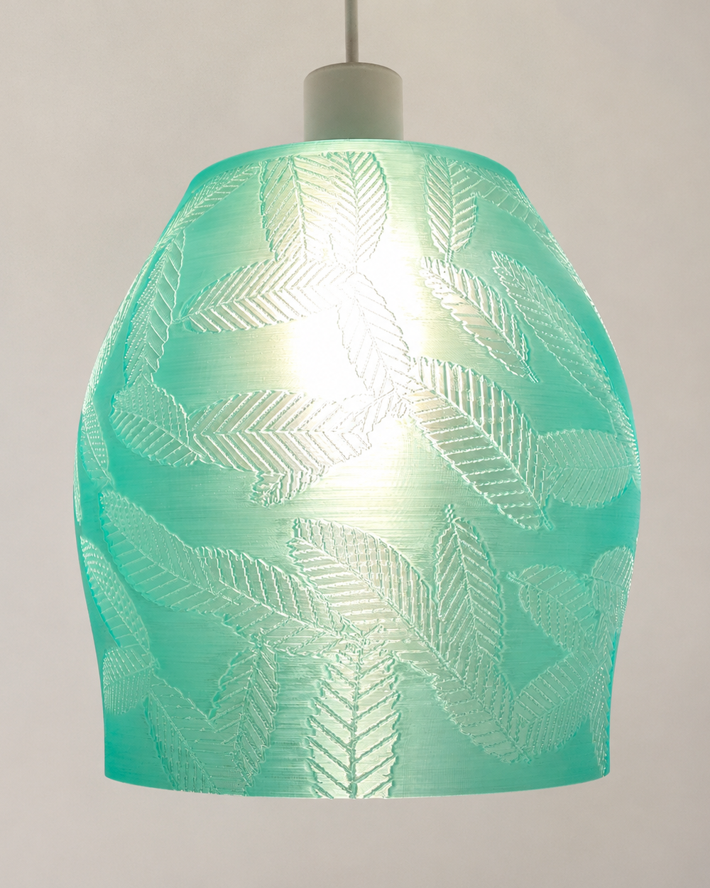 Abat-jour vert translucide à motifs de fougère