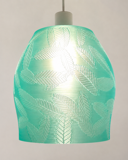 Abat-jour vert translucide à motifs de fougère