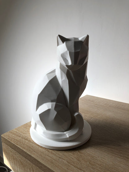 Figurine Chat Géométrique Décoration – Statuette Impression 3D – Cadeau Amoureux des Chats