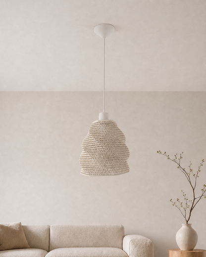 Abat-jour Perforé Blanc Suspension – Impression 3D – Jeux de Lumière Géométriques