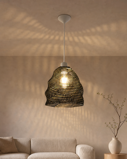 Abat-jour Perforé Suspension Luminaire Design Noir – Impression 3D – Jeux de Lumière