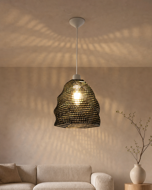 Abat-jour Perforé Suspension Luminaire Design Noir – Impression 3D – Jeux de Lumière