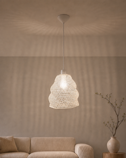 Abat-jour Perforé Blanc Suspension – Impression 3D – Jeux de Lumière Géométriques